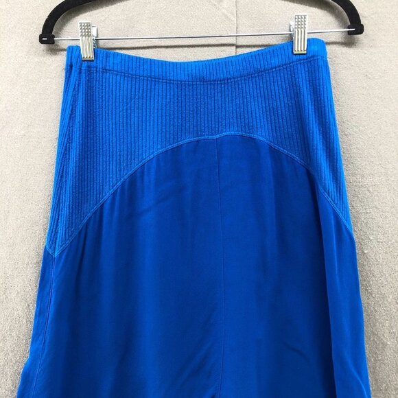 Left Of Center Midi Skirt Womens S Pull On Royal Blue High Low Hem Mixed Media - Picture 3 of 12